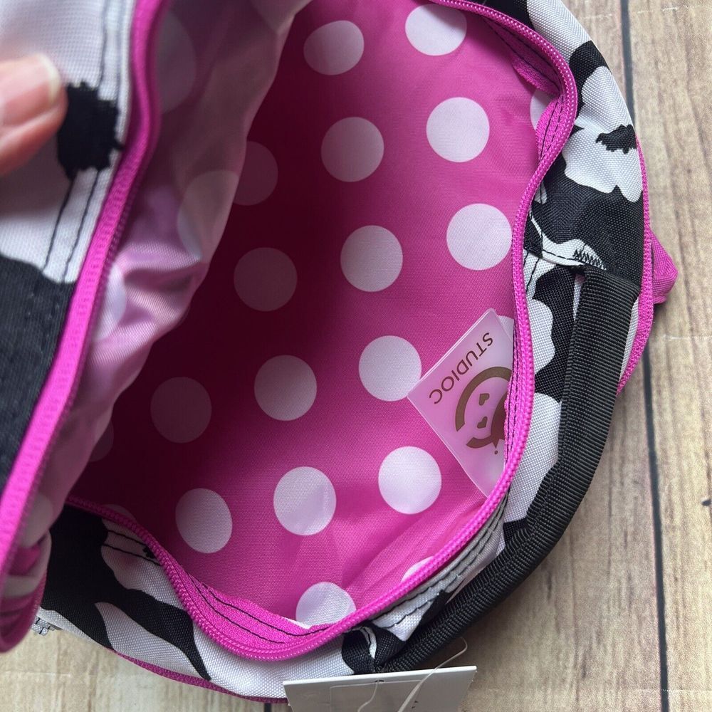 Studio C Backpack Laptop Tablet Holds Most 15" Laptops Black Pink Floral NEW - Picture 6 of 6